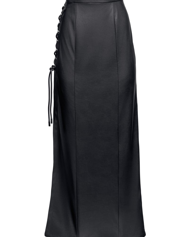 Leather' Maxi Lace Up Skirt | Black